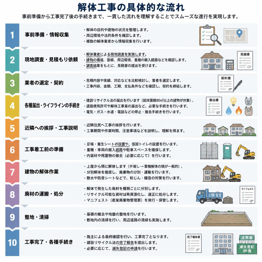 2. 解体工事の流れを徹底解説