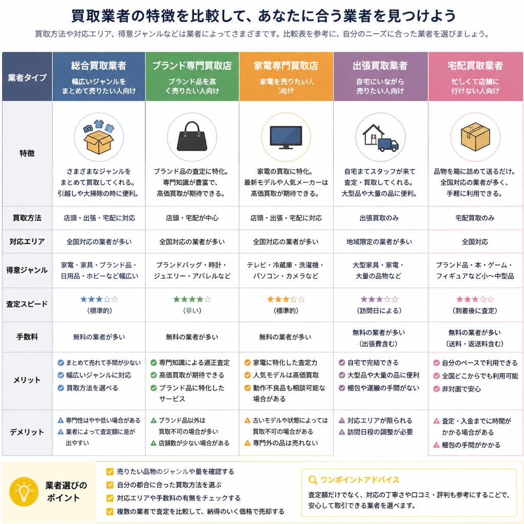 4. 買取業者の比較ポイント